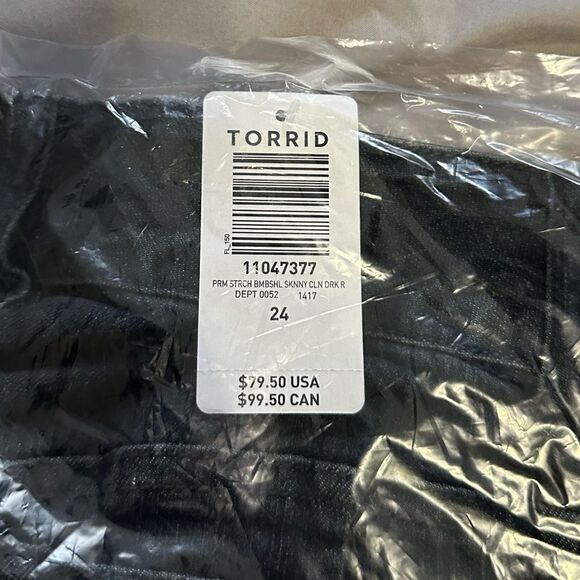 NWT TORRID Bombshell Skinny Jean Premium Stretch Dark Wash High Waisted Size 24 - Picture 4 of 6